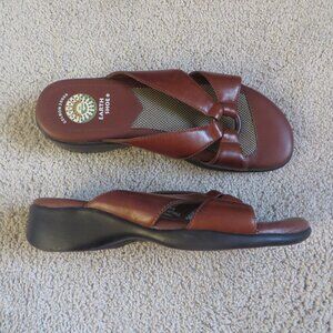 Earth shoe gelron 2000 womens slide sandals size 8 brown leather hampton 6136376